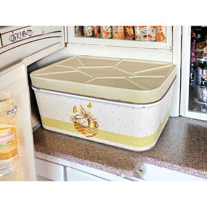 Vintage Breadbox 1940s Kitchen Decor Wheat Design Farmhouse Kitchen Decor Metal